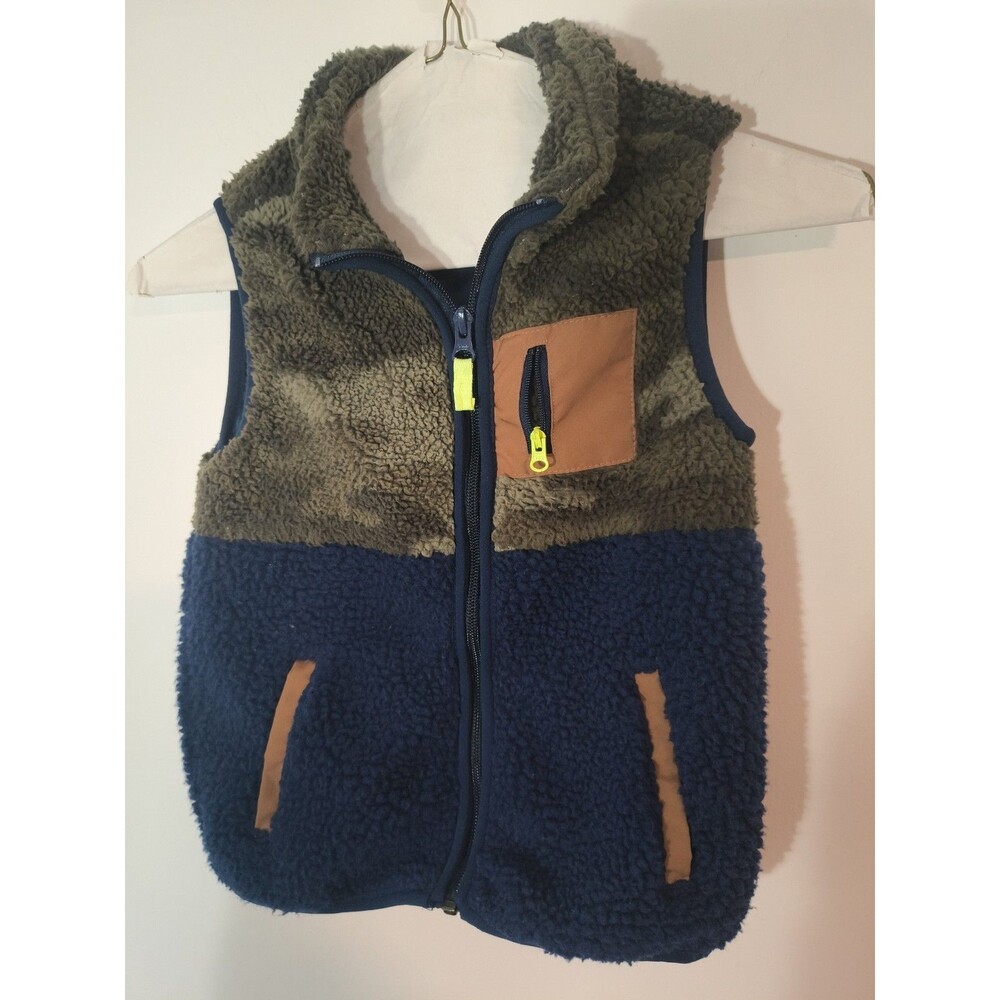 Carters Blue And Camo Fleece Fall Vest Boys 5T